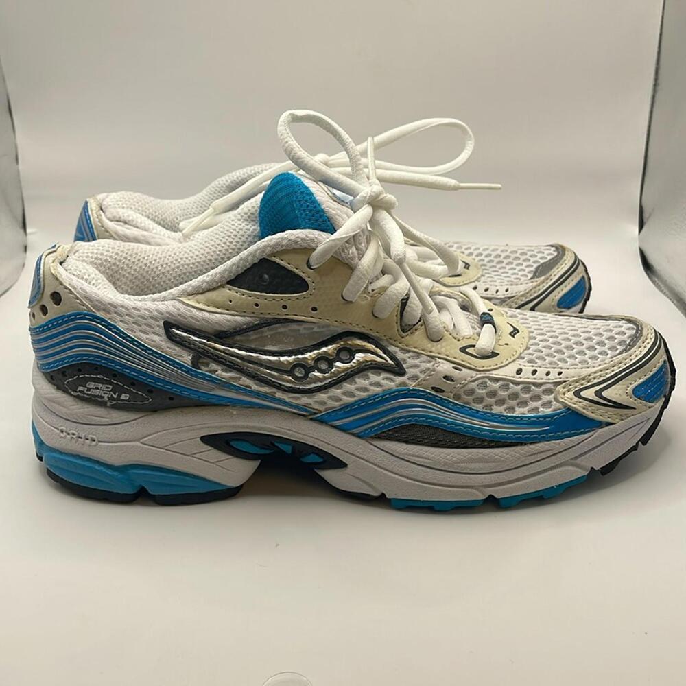 Saucony - Grid Fusion 3 Athletic Shoes White Blue 6.5